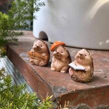 3pcs Cute Reading Hedgehog Resin Ornaments, Suitable For Succulents Plant Pot Decoration, Miniature Fairy Garden Accents, Stress Relief & Therapeutic