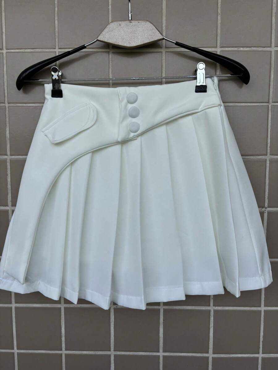 Tailored Skirt Shorts - White - View 1