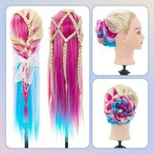 Mannequin Head 26 Inch Training Head Synthetic Fibre Beauty Doll Head Styling Head Hair Braiding Head Hairdresser Training Model Practice Head Hair Mannequin