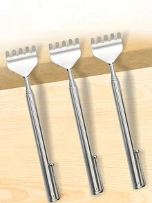 1pc Dụng cụ cào lưng có thể thu vào, mở rộng đến 19,69 inch, dụng cụ trỏ có thể thu vào di động, dụng cụ trỏ cào lưng bằng thép không gỉ bền - Bạc - Xem 2