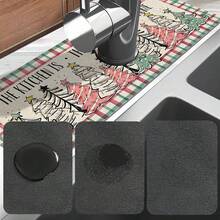 1 件超强吸水圣诞树元素厨房水槽水龙头排水垫、浴室硅藻泥吸水垫、家用台面防滑防霉垫。 - 彩色 - 查看 9