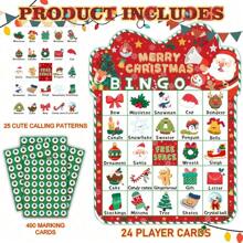 Set da 37 pezzi Gioco del bingo natalizio per adulti da 24 giocatori, carte del bingo natalizie, giochi natalizi per attività di classe, feste in famiglia, regalini, forniture per le vacanze di Natale