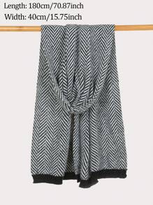 1pc Striped Polyester Scarf/Shawl, Autumn/Winter Reversible Warm Soft Touch Scarf, Unisex, Knitted Herringbone Pattern, Fashionable Gift For Students And Couples