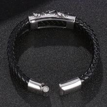 SeuSuk 1pc Men's Classic Fashion Scorpion Braided PU Leather Bracelet, Daily Jewelry Accessory Gift