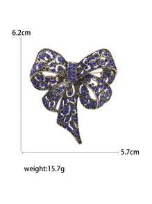Rhinestone Bow Brooch For Women Dress Coat Pin Christmas New Year Gift