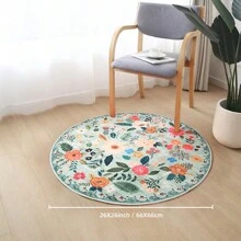DeramHy home Neuankunft 2024! 1 Stück runder Teppich, waschbar, rutschfest, flach, Boho Blumen, kleiner runder Teppich für Schlafzimmer, Badezimmer, Eingangsbereich, Kinderzimmer, Büro, Studentenwohnheim (Grün)