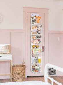 1pc 6-Shelf Over The Door Hanging Organizer With 2 Hooks, Beige Mesh Hanging Storage Bag For Stuffed Animals, Clothes, Foods, Fodable Non-Woven Storage Organizer For Closet, Behind The Door Storage Bag. Dress Pants Shoes Jeans Boots Skirt Bedroom, Organizer, Home Storage, White T Shirt Women, Black Pants Women, Ladies Winter Clothes, Dress, - Beige - View 5