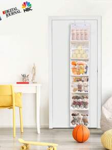 1pc 6-Shelf Over The Door Hanging Organizer With 2 Hooks, Beige Mesh Hanging Storage Bag For Stuffed Animals, Clothes, Foods, Fodable Non-Woven Storage Organizer For Closet, Behind The Door Storage Bag. Dress Pants Shoes Jeans Boots Skirt Bedroom, Organizer, Home Storage, White T Shirt Women, Black Pants Women, Ladies Winter Clothes, Dress, - Beige - View 4