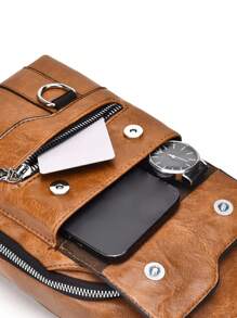 1 Set Men Sling Bag/Messenger Bag/Chest Bag/Shoulder Bag/Clutch Bag/Waist Bag, Made Of PU Leather, Multi-Pocket Design With Adjustable Strap, Suitable For Work, School, Business Trip, Shopping Shoulder Bag Christmas Travel Essentials Retro Bag Valentine's Day Valentines Holiday Essentials Bag Stickers Bags Summer Back To School Valentines Gifts Vintage The Sporty Life Summer Bag Spring Break Vacation Gift Bag Pack Belt Bag Waist Bag Vintage Bags School Supplies Purse Fanny Pack Side Bags Belts Pouch