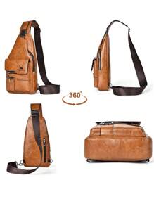 1 Set Men Sling Bag/Messenger Bag/Chest Bag/Shoulder Bag/Clutch Bag/Waist Bag, Made Of PU Leather, Multi-Pocket Design With Adjustable Strap, Suitable For Work, School, Business Trip, Shopping Shoulder Bag Christmas Travel Essentials Retro Bag Valentine's Day Valentines Holiday Essentials Bag Stickers Bags Summer Back To School Valentines Gifts Vintage The Sporty Life Summer Bag Spring Break Vacation Gift Bag Pack Belt Bag Waist Bag Vintage Bags School Supplies Purse Fanny Pack Side Bags Belts Pouch