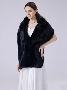 2024 Winterliche neue Brautkleid Stola mit Kunstfell Umhang Pelzschal für Frauen