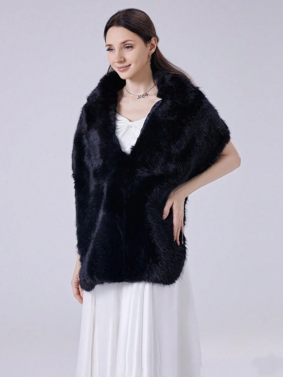2024 Winterliche neue Brautkleid Stola mit Kunstfell Umhang Pelzschal für Frauen