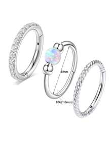 3 Pcs Stainless Steel Nose Rings Hoop For Women 18G Clicker Hinged Segment Septum Lip Nose Rings Helix Cartilage Conch Rook Earrings Piercing Jewelry