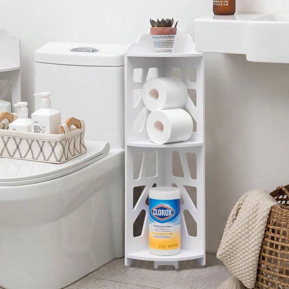 Small Bathroom Storage Organizer, Corner Shelf, White SHEIN USA