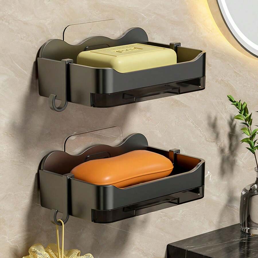 1 pièce Support mural de savon de drainage sans perçage requis, étagère à savon de douche de salle de bain avec crochet