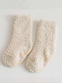 1 Pair Coral Fleece Thick Non-Slip Floor Socks For Babies, Toddler Crew Socks For Indoor Wear, Autumn/Winter - Multicolor - View 10