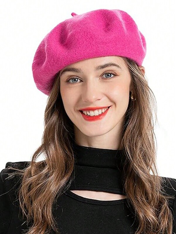 1 pieza Boina vintage para mujer, gorra de pintor octagonal de unicolor y cálida para invierno
