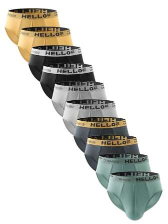 10pcs Men's Fashion Print Cool Briefs For Summer Sexy Comfortable Men's Underwear