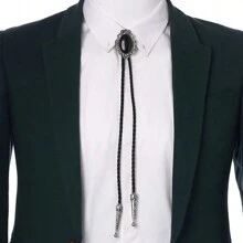 1pc Adjustable Navajo Style Gemstone Bolo Tie Necklace, Western Cowboy Bolo Tie Shirt Collar Accessory For Men And Women, Casual Party Wedding Best Gift - Gem - View 18