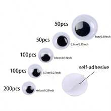 [500/525/1000pcs] Black Wiggle Eyes, Glow-In-The-Dark DIY Eyes, Toy Self-Adhesive Movable Eyes, Handmade DIY Accessories Eyes, Handmade Clay Craft Supplies, Variety Of Sizes: 6mm, 7mm, 8mm, 9mm, 10mm, 12mm, 15mm Mixed Pack