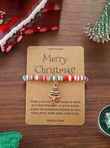 1 Piece/6 Pieces, Merry Christmas Wishes Bracelet - Elegant And Cute Santa Claus Polymer Clay Bead Bracelet, Beaded Wristband With Holiday Charm Charm For Gifting And Celebration, All-Season Holiday Jewelry Set
