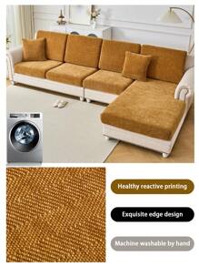 1pc Universal Chenille Jacquard Non-Slip Sofa Seat Cushion Cover, Style Soft Skin-Friendly Pet Proof Elastic Sofa Slipcover, Spring/Autumn Anti-Cat Scratch Sofa Pad Fits L-Shaped Combination Sofa And 1/2/3/4 Seater Sofa (One Piece Sold) - Brown - View 6