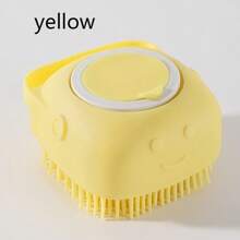 1pc Pet Bathing Brush, Silicone Massage Rubber Dog/Cat Grooming Brush With Shampoo Storage