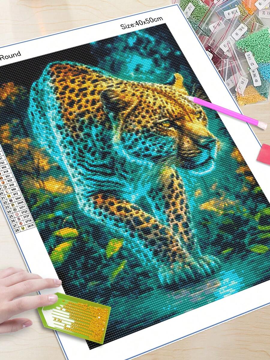 Adult 5D Leopard Print Diamond Painting Kit Full Drills Mosaic Cross