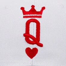 1 件男女通用嘻哈 K & Q 皇冠刺绣棒球帽，时尚街头风格 - 白色 - 查看 6