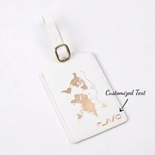 1pc Tên tùy chỉnh Du lịch thiết yếu, Bản đồ dập nóng PU mới Hành lý Thẻ lên máy bay Thẻ du lịch đa năng - trắng - Xem 1