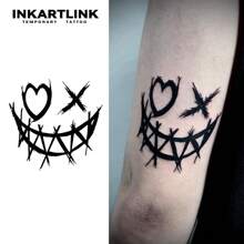 INKARTLINK 革命性的纹身技术。半永久纹身、恐怖笑脸、逼真纹身、温馨纹身、临时纹身、防水、逼真纹身外观、小众设计纹身、水果纹身、植物纹身 - 黑色 - 查看 1