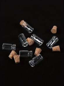 50 个迷你玻璃瓶配软木橡胶盖和 50 个螺丝眼针，DIY 小型玻璃罐礼品储物容器工艺品婚礼派对装饰品塑料盒包装 - 無色 - 查看 3