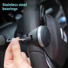 Solid Color Automotive Steering Wheel Power Spinner Ball, Anti-Slip, Suitable For Single-Hand Turning Driving Assistance - Black - View 4