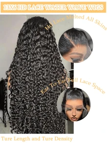 13x6 Water Wave Lace Front Wigs Human Hair HD 13x6 Lace Frontal Wigs Human Hair Wigs For Women 180% Density Wet And Wavy Lace Front Wigs Human Hair Pre Plucked With Baby Hair Natural Color