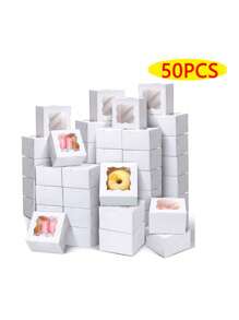 Ventana transparente taza de papel cupcake caja de embalaje caja de muffin caja de pastelería galleta copo de nieve pastelería Caja de embalaje de panadería - Blanco - Ver 1