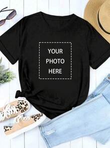 Damen T-Shirt in großen Größen, Rundhalsausschnitt locker geschnitten Kurzarm Top, Muster, dekorativ, Hund, einzigartig, personalisiert, ideales Geschenk für sie, Familie, Freunde, rosa Mädchen, für Feiertage, für Urlaub, für Jahrestage