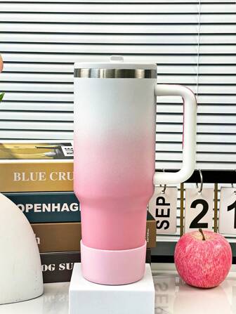 40 Oz Gradient Tumbler With Flip Straw, Stainless Steel Insulated Travel Mug, Leak-Resistant Double-Wall For Hot/Cold Beverages, Reusable, Ideal For Office, Gym, Outdoor Use