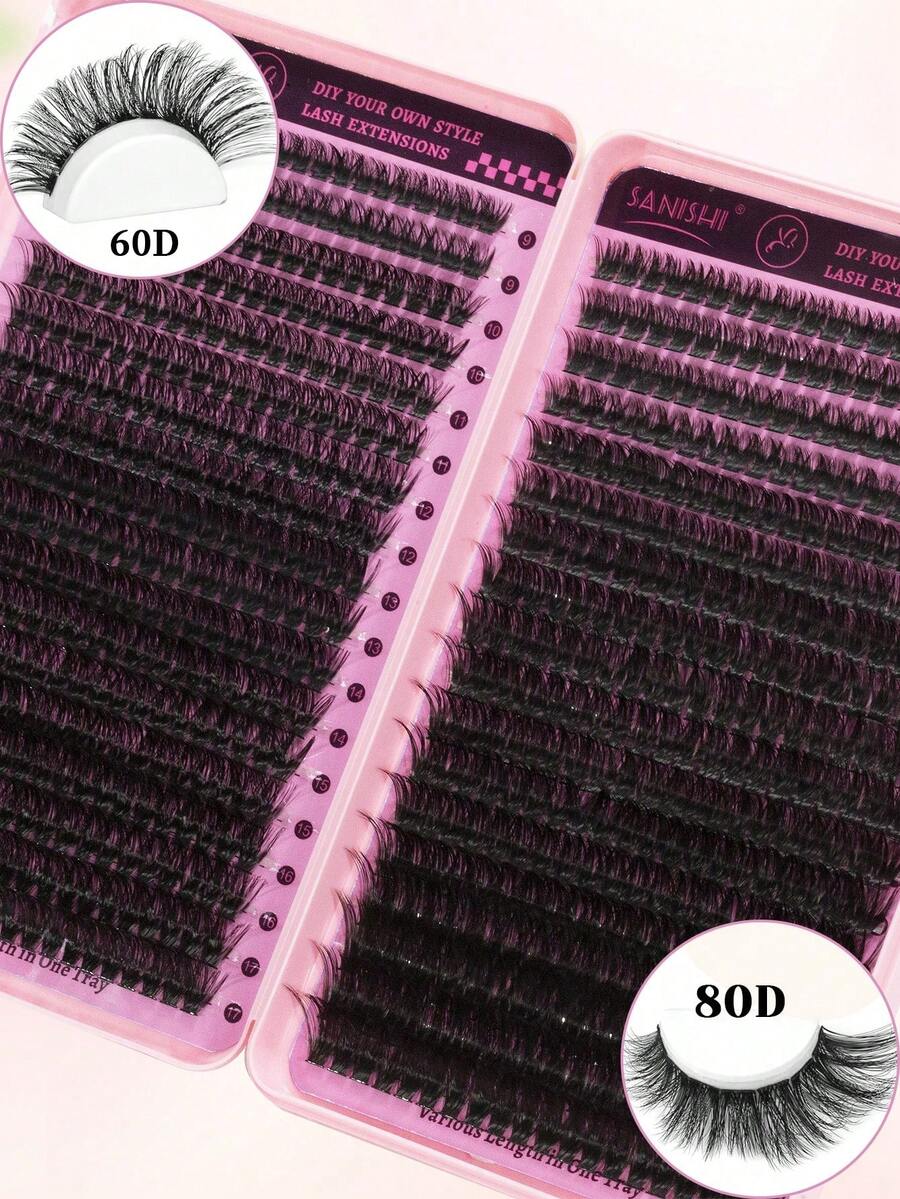 SANISHI 720pc D Curl Eyelash Extension Kit 60D+80D DIY Lash Extension