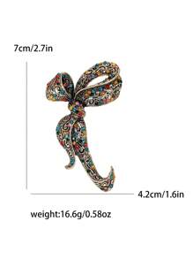 Rhinestone Bow Brooch For Women Dress Coat Pin Christmas New Year Gift