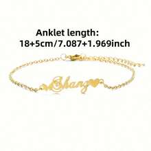 1pc Gold Gold Silver Rose Gold Personalized Heart And Butterfly Name Anklet - Stainless Steel, Custom Carved 3mm Cuban Chain For Women - Perfect For Holidays And Holidays Thanksgiving Christmas