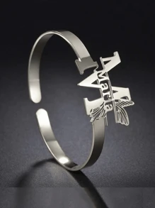 1 st. Goud Zilver Aangepaste Naam Armband Dames Meisjes Roestvrij Staal Aangepaste Naam Vlinder Verstelbare Achterkant Armband Sieraden Cadeau Thanksgiving Kerstmis