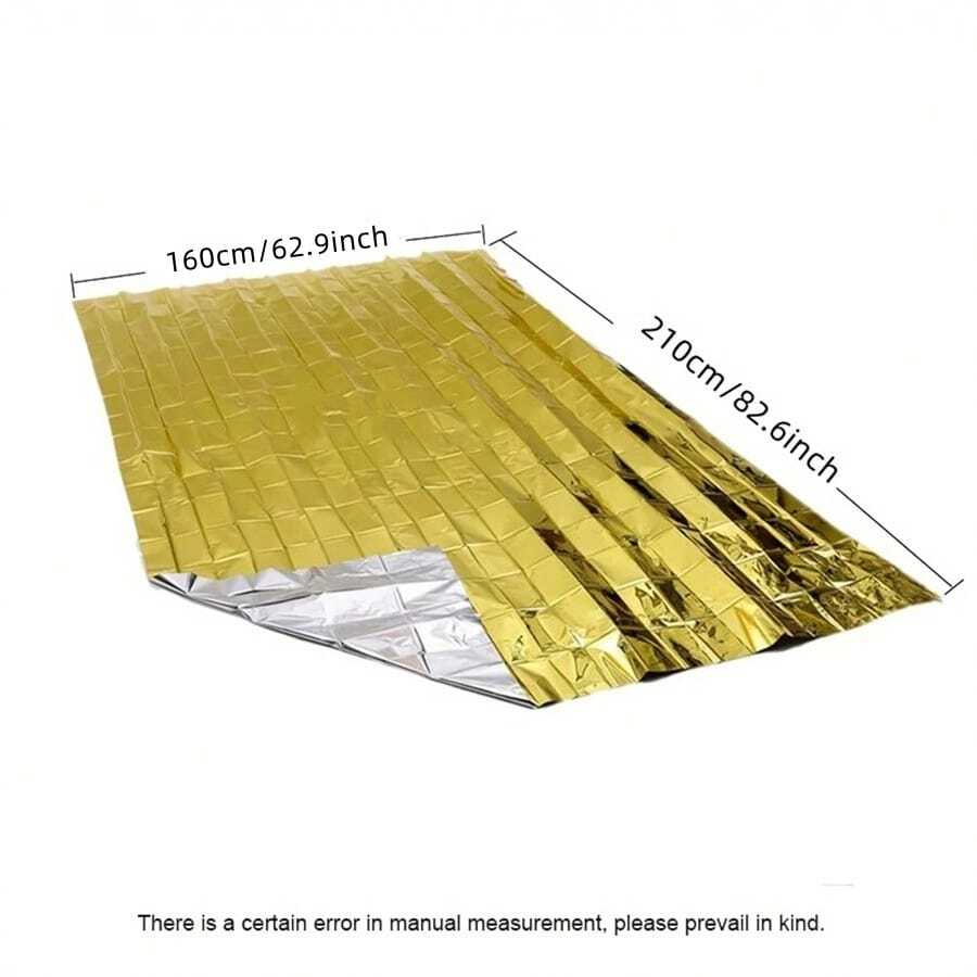 1pc 160*210cm Outdoor Portable Thermal Blanket, DoubleSided Gold