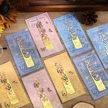 1pc Metal Hollow Bookmark Retro Fantasy Butterfly Flowers Asymmetric Reading Mark Bookmark Stationery Supplies For Gift Birthday Friends Club Book Lover Readers Office - one-size - View 3