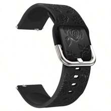 Curea de ceas sport din silicon moale, 20 mm, cu model floral sculptat, compatibilă cu Samsung Galaxy Watch 7, 6, 5, 4, 40 mm, 44 mm, 5 Pro, 6 Classic, 47 mm, Watch 4 Classic, Active 2, potrivită pentru bărbați și femei (ceasul nu este inclus)