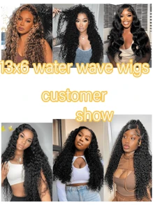 13x6 Water Wave Lace Front Wigs Human Hair HD 13x6 Lace Frontal Wigs Human Hair Wigs For Women 180% Density Wet And Wavy Lace Front Wigs Human Hair Pre Plucked With Baby Hair Natural Color