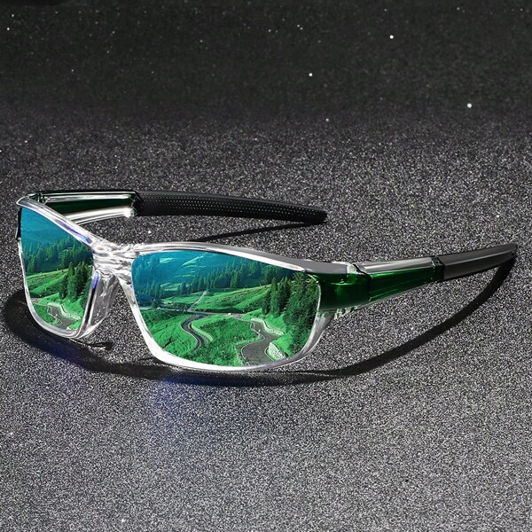 Lunettes de sport mode vintage unisexe pour le cyclisme et la pêche. Lunettes de soleil mode homme femme de marque de luxe. Verres scintillants, design esthétique et pour les vacances d'été à la plage, les activités de plein air et les voyages.