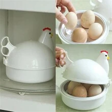 4-Egg Chicken Shaped Stainless Steel Microwave Egg Cooker - Multicolor - View 1