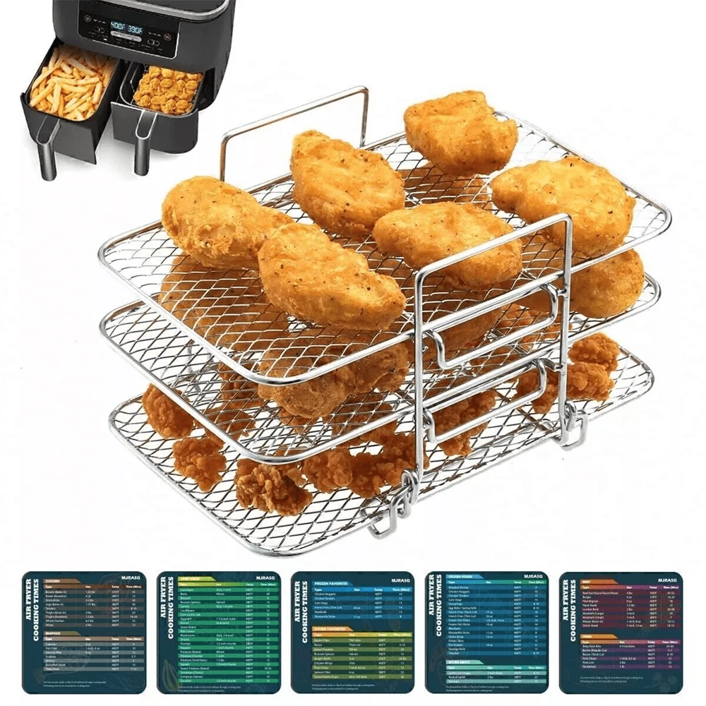 3 Tier Air Fryer Grill Rack Baking Tray Basket Chip Pizza For Most Of