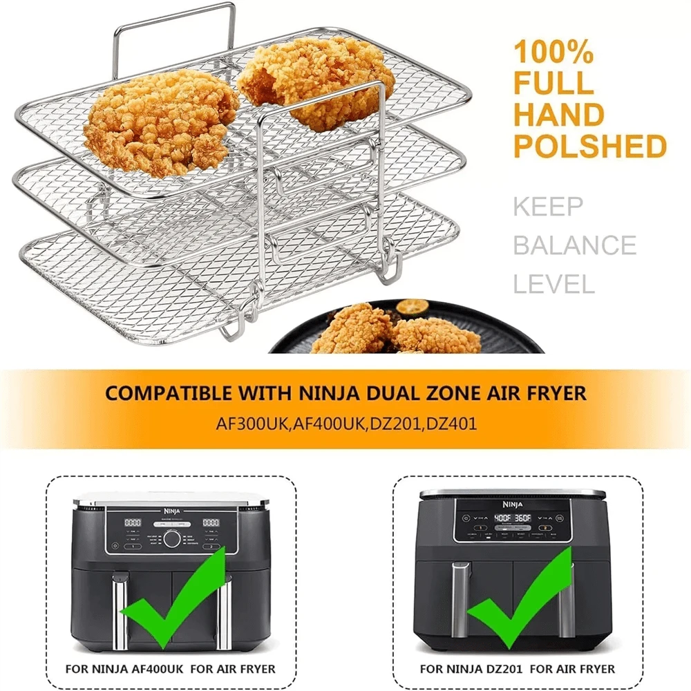 3 Tier Air Fryer Grill Rack Baking Tray Basket Chip Pizza For Most Of