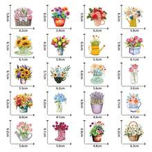 50 件/包花卉和植物草图装饰贴纸，可爱卡通趣味美学标签，适用于剪贴簿、文具、信封、吉他和乐器配件以及圣诞礼物、青少年派对用品 - 黑色 - 查看 4